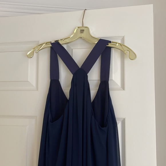 Navy size 12 chiffon beautiful light halter dress - Picture 3 of 11